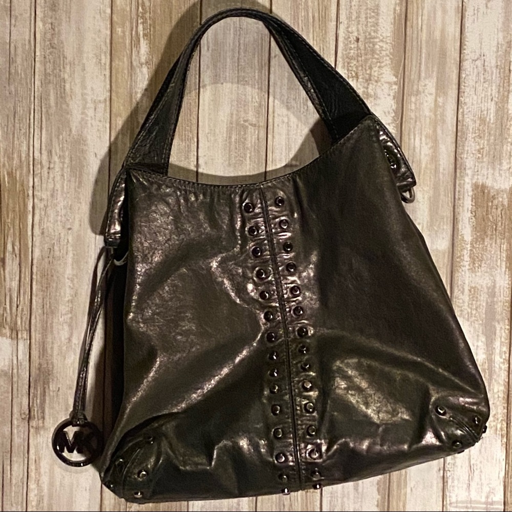 Michael Kors Studded Gunmetal Hobo Purse